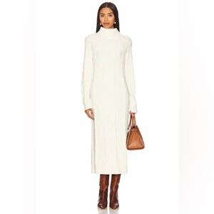 Show Me You MuMu Montreal Cable Knit Sweater Midi Dress in Cream Size XS